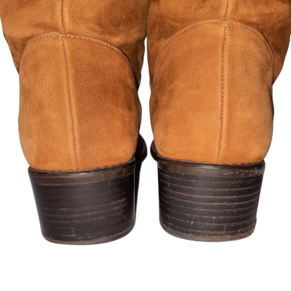 STUART WEITZMAN Thigh-High Boot Suede Leather OTK Cognac Walnut Brown Low Heel 7 - Picture 9 of 16